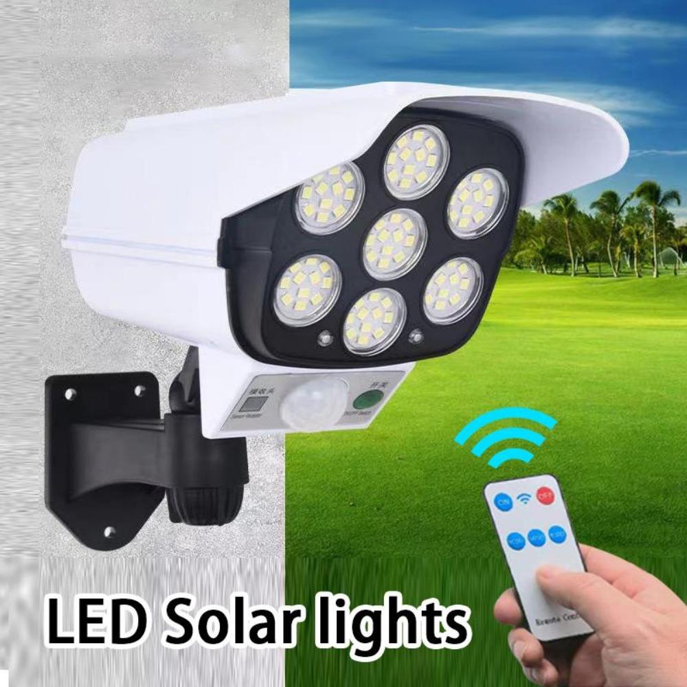 Solar Utendørsbelysning Simulering Hagelys Fjernkontroll LED Fake Kamera Vegglampe Vanntett Sikkerhet For Hjem Innendørs
