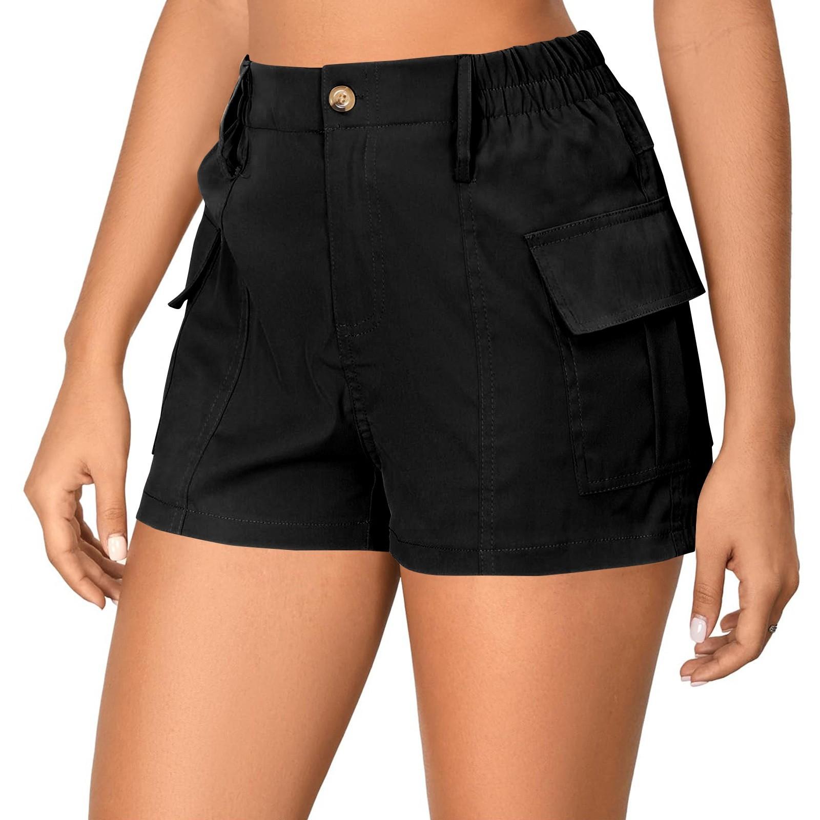 Jean Bermuda Shorts For Women High Trendy Long Stretchy Denim Shorts Knee Length Casual Summer L чёрный