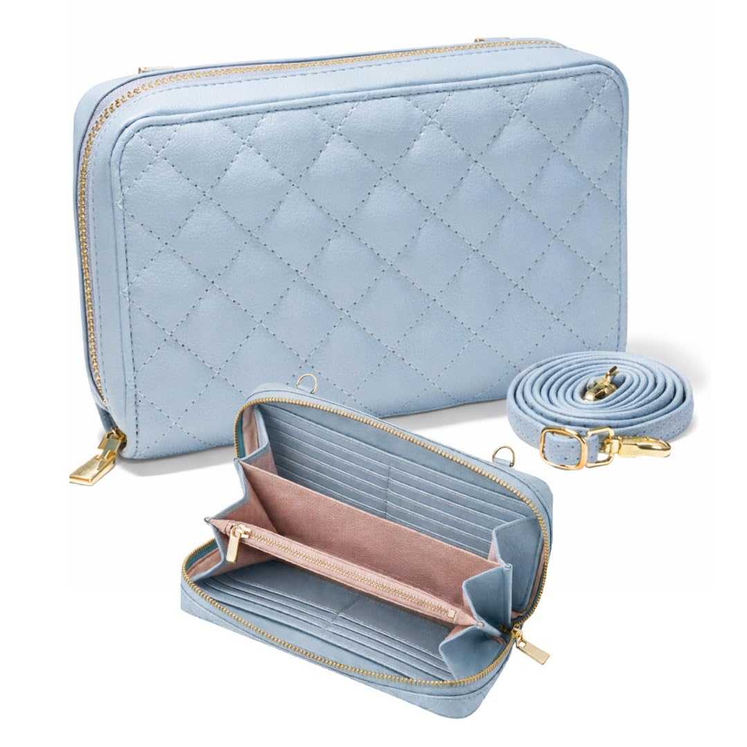 

Lucky Wallet Pouch in Blue Gray [Imperfect] Long Wallet with Shoulder Strap, Pouch, Pockets, Large Capacity, Cute, Stylish, Multi-functional, Holds