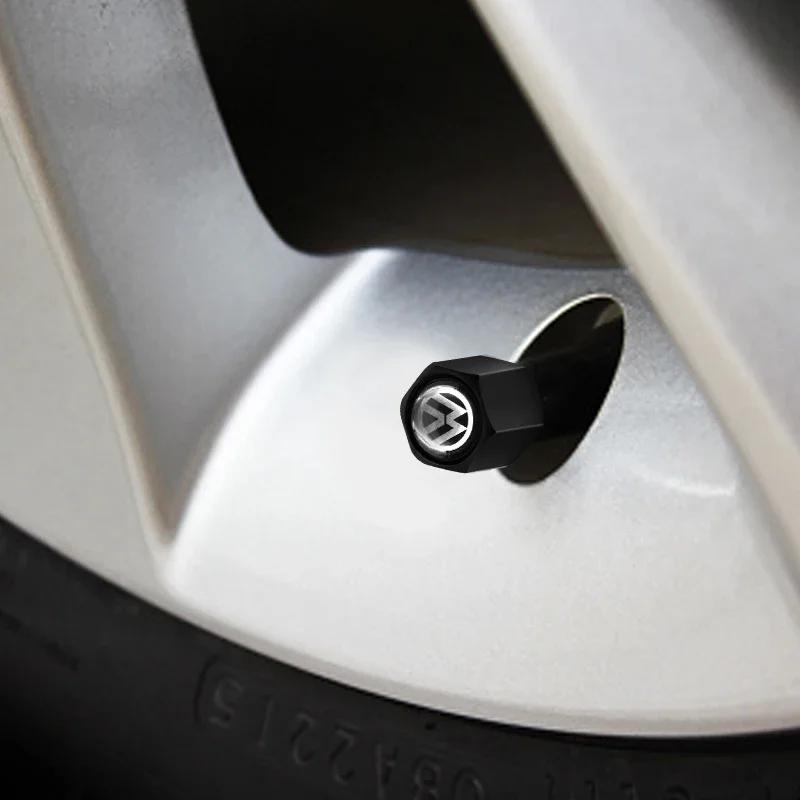 För Volkswagen Bildekor Hjul Däck Ventilhattar Med Nyckelring Nyckelring Märke För Volkswagen CC Golf 4 6 7 GTI Tiguan Passat B5 B6 B