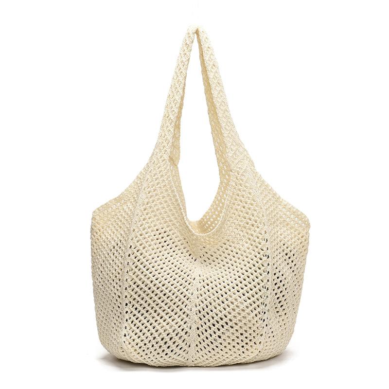 2025 New Niche Design Literary Lazy Wind Hollow Knitted Tote Bag Large Capacity Casual Versatile Shoulder Bag