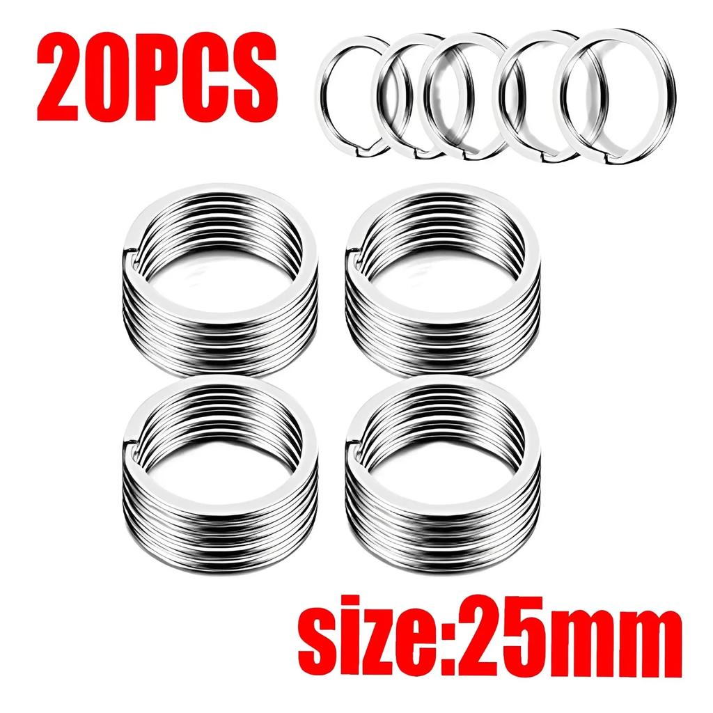 20/50/100pcs Metal Keyring Keyfob Stainless Steel Anti-rust Key Holder Keychains Pendant Key Ring 30mm/25mm/20mm