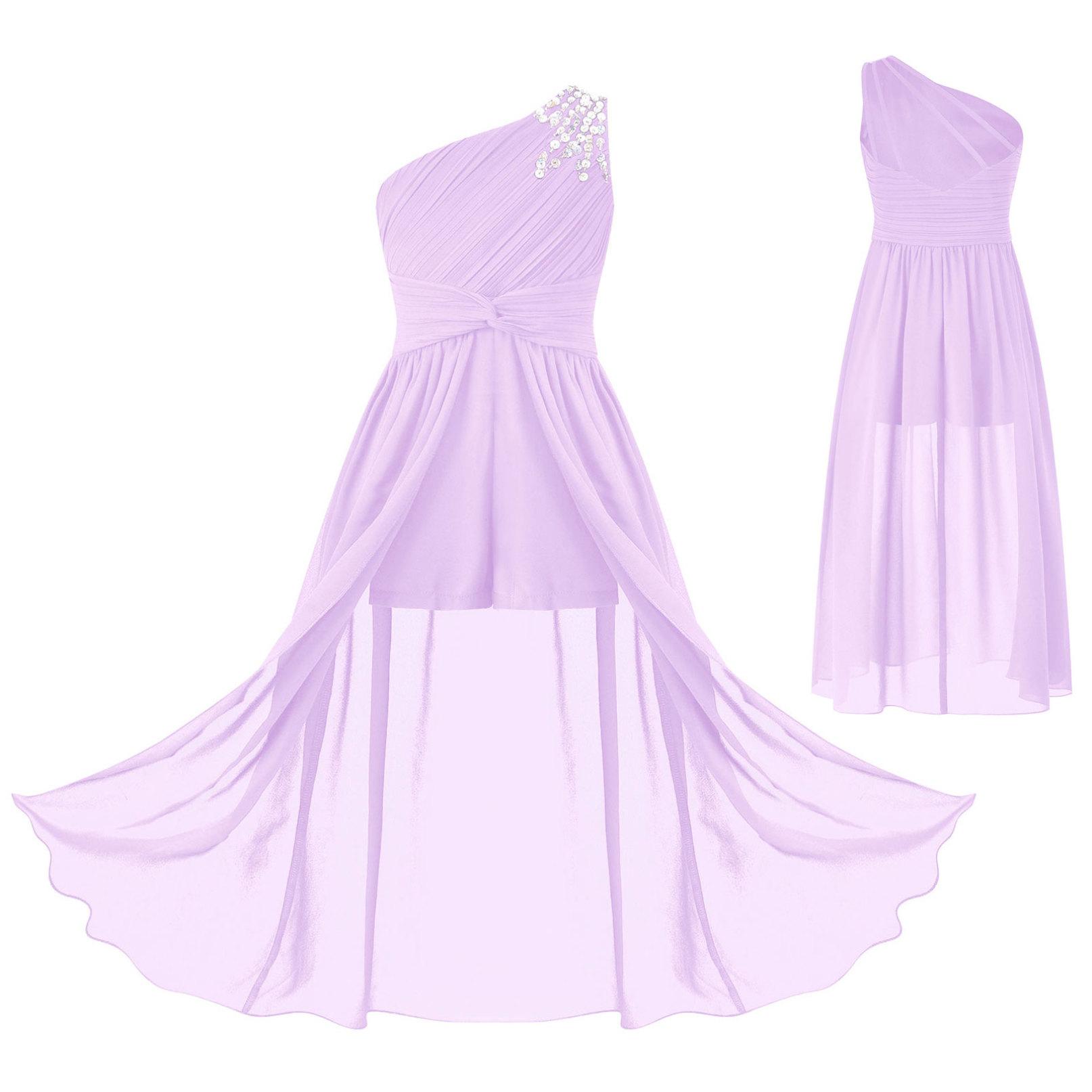 

Дитяча весільна сукня для дівчаток Сукня з квітковим малюнком без рукавів з квітковим мереживом і стразами, вечірня повзунка, вечірня сукня, танцювальний одяг 11-12 Years лавандовий