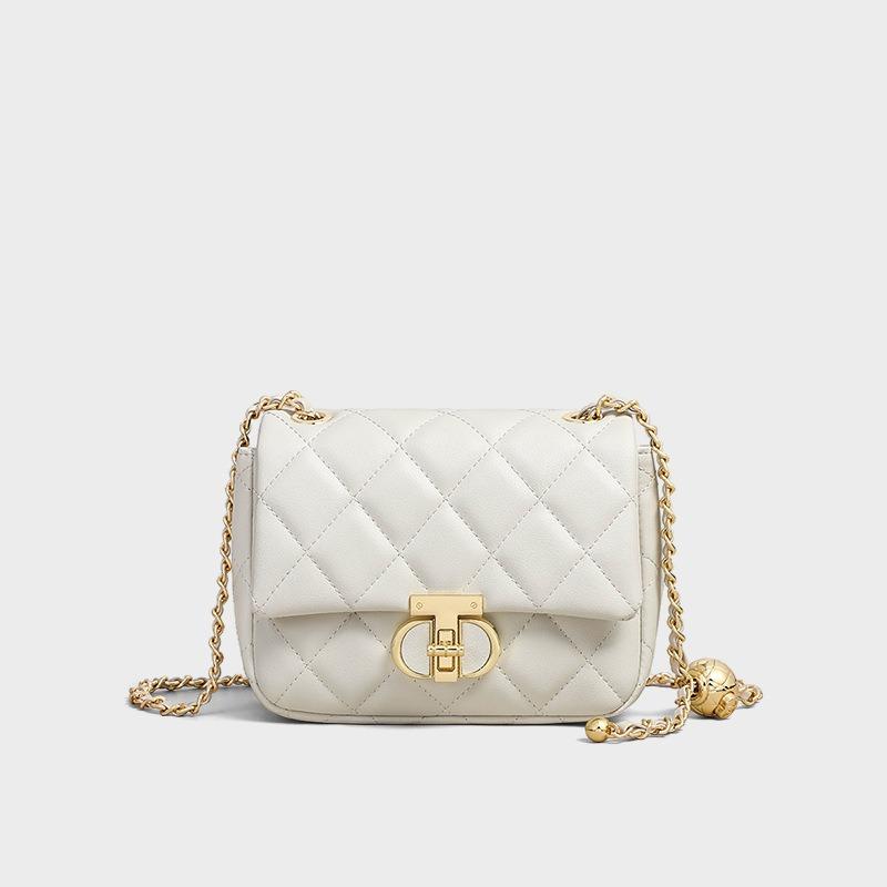 Bag Women's Versatile New Chain Bag Autumn Messenger Bag Leather Rhombus Premium Commuter Small Square Bag