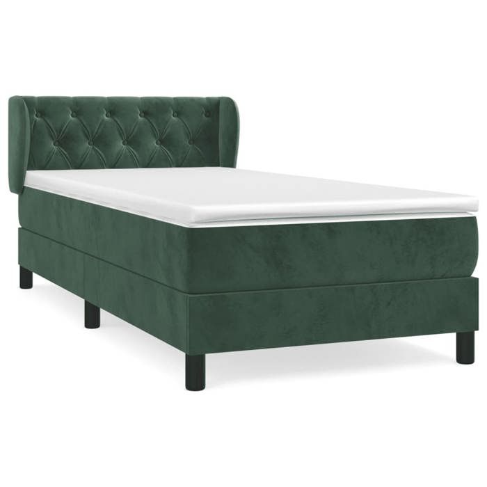3127640 vidaXL Divan Bed and Mattress Dark Green 80x200 Cm Velvet