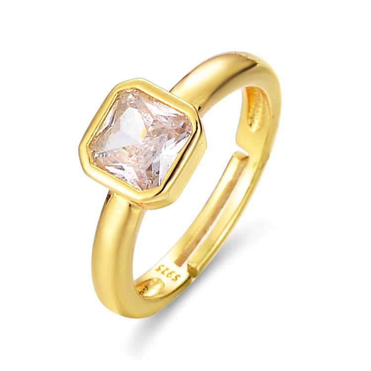 

Кольцо с открытым квадратным бриллиантом Niche Design Cold Wind Указательный палец Кольцо с французским светом Luxury Micro Zircon Super Flash adjustable золотой