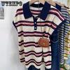 Dámské letní polo tričko Retro Kontrastní barva Volné Zeštíhlující tričko Límec Polo Krátký rukáv Léto