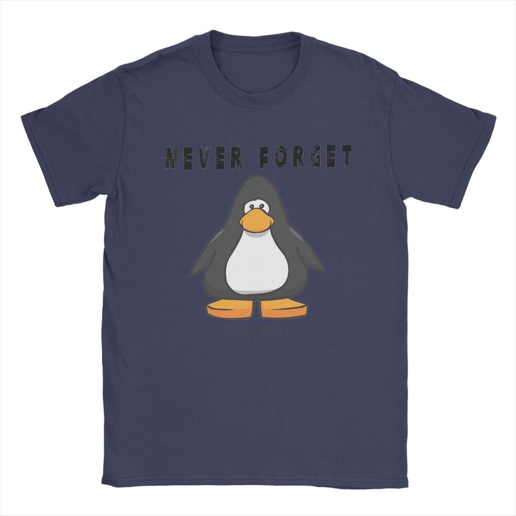 Men's Club Penguin Never Forget T Shirts Cotton Clothes Funny Short Sleeve Crewneck Tee Shirt Big Size T-Shirts