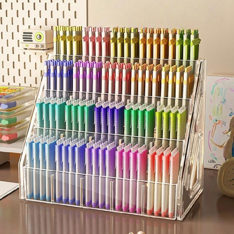 Organizador de Marcadores de Arte para Escritorio Múltiples Compartimentos Gran Capacidad Estante de Acrílico para Almacenamiento de Bolígrafos para Marcadores Fluorescentes Lápices