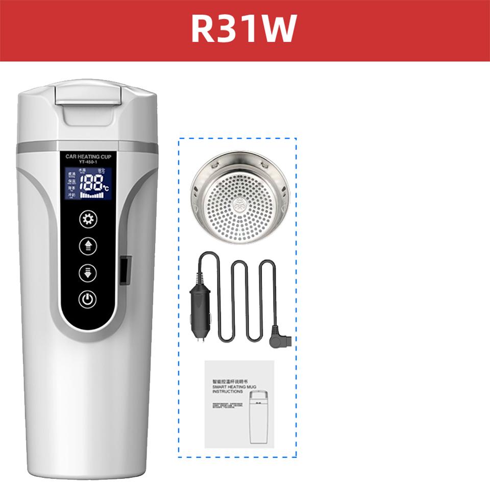 Electric kettle 12v/24v smart car heating cup touch screen thermos cup 450 ml car heating cup adjustable temperature