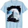 Kosmischer Wolf Heulender Mond Grafik T-Shirt Herren Lässig Rundhals Atmungsaktiv Kurzarm T-Shirt