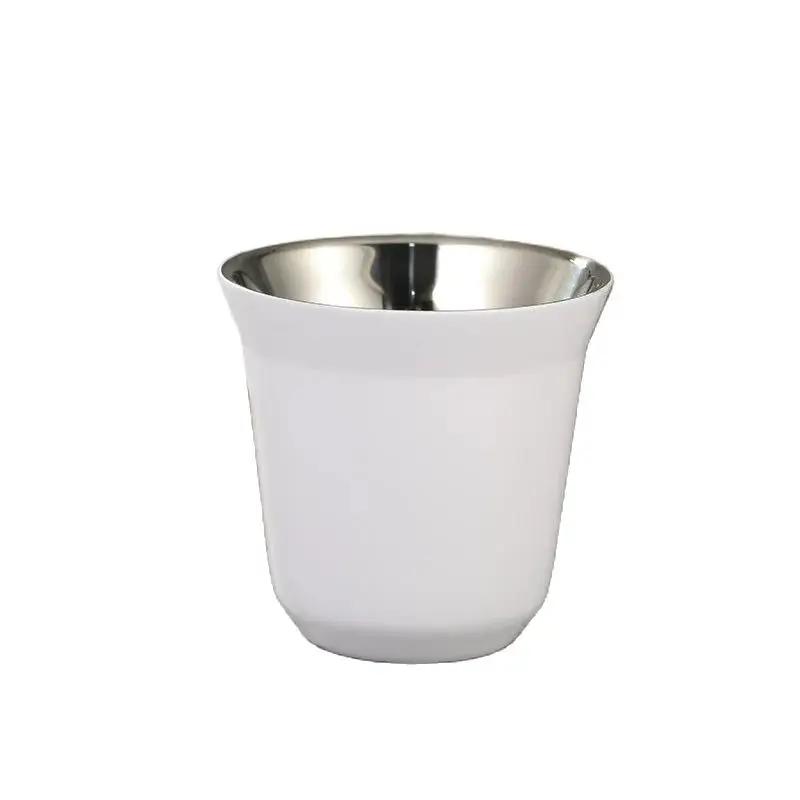 80ml/160ml Coffee Cup 304 Stainless Steel Capsule Coffee Cup Double-layer Heat Insulation Portable Cup Tea Cup Beer Milk Cup Set