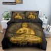 Buddha Bettwäscheset Indische Religion Buddhismus Meditation Mandala Bettbezug Lächeln Buddha Floral Weicher Quiltbezug Queen King Size