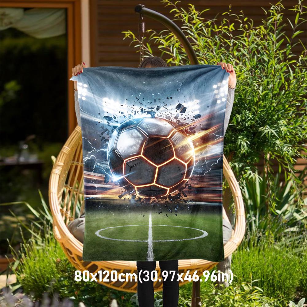 

1PC Soccer ballOutdoor Flannel Blanket - Soft Plush Decor for Picnics, camping, Bedroom, Playroom, Office, or Lunch Break 1230A 80x120cm(31x47inch)