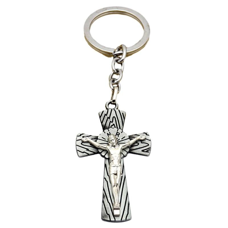 Cross Keychains Key Rings Religious KeyChains For DIY Car Hanging Simple Jewelry Handmade Gift