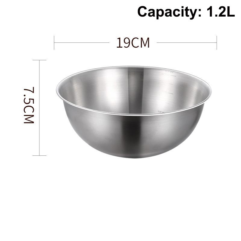 1Pc Stainless Steel Bowl Set With Scale For Cooking Baking Food Storage Large Capacity Mixing Bowls For Home Kitchen Essentials