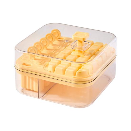 2-in-1 Ice Cube Tray with Lid Easy Push Release Ice Mold for DIY Popsicles Leakproof Freezer Container for Summer Drinks