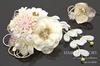 (Soubien) Hair Ornament Set of 2: Flower, Tsumami-zaiku (traditional Japanese fabric flower making), Mizuhiki (decorative cord), Glitter, Corsage,