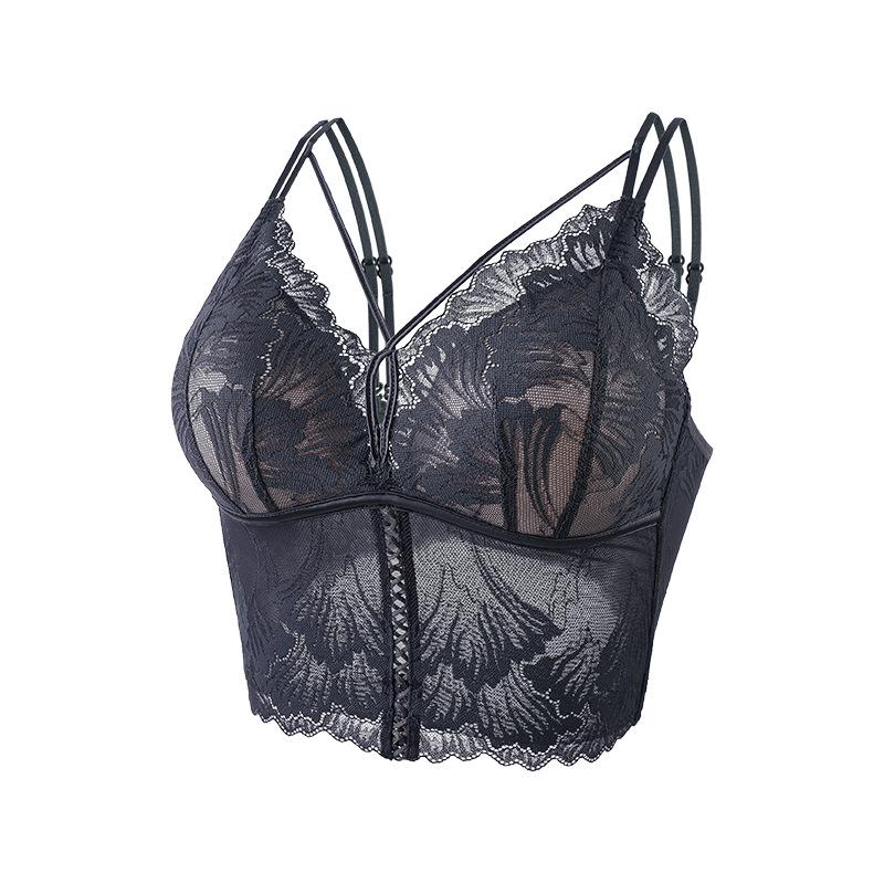 

Gather lace beautiful back, sling vest, underwear with chest pad, no bra, sexy inside and outside, pure desire style XL