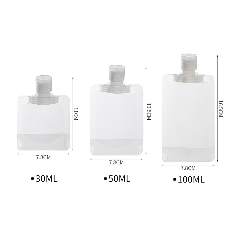 30/100 ml dávkovač lotion sáček Cestovní opakovaně použitelné sáčky Šampon Tekutý nepropustný znovu plnitelný kosmetický obal Skladovací nádoba