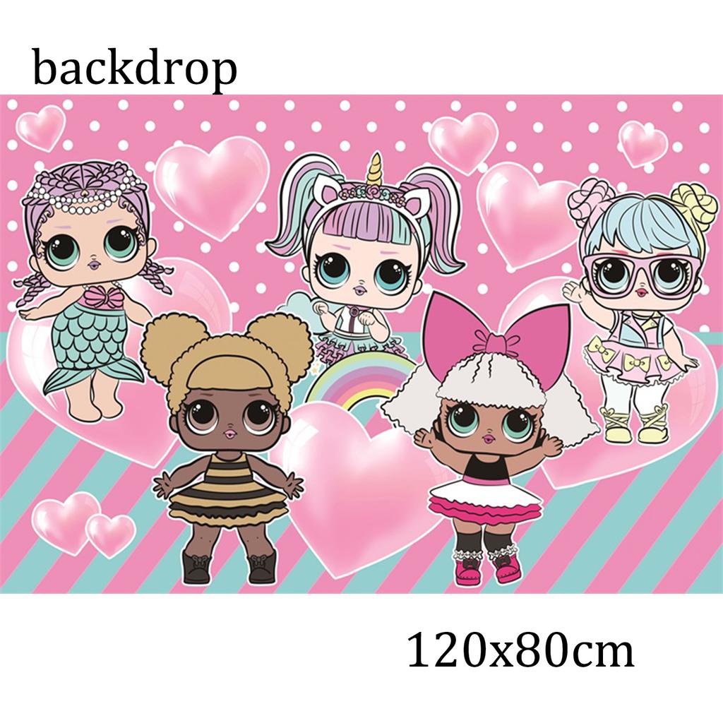Surprise Doll Birthday Theme Decorations Backdrop Baby Shower Suppl Lol Party Cake Topper Balloon Paper Banner Plates Cups for Round Sensory Durable