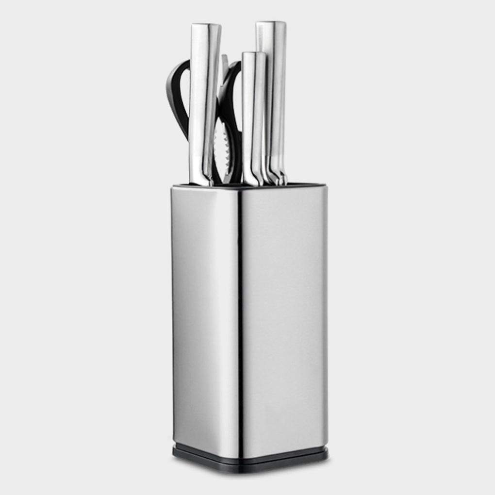 Quadratischer Messerblock aus Edelstahl mit Wasserablauf Messerhalter Messeraufbewahrungsbox
