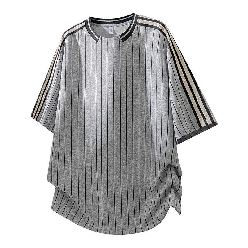 Men s Trendy Striped Color Block Short-Sleeve T-Shirt M цветочный/белый