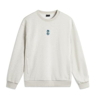 Li Ning Sports Fashion Series Anti-Static Anti-Bacterial Fleece Warm Comfortable Casual Crew Neck Pullover Sweatshirt Men Sweatshirt AWDUC85-1