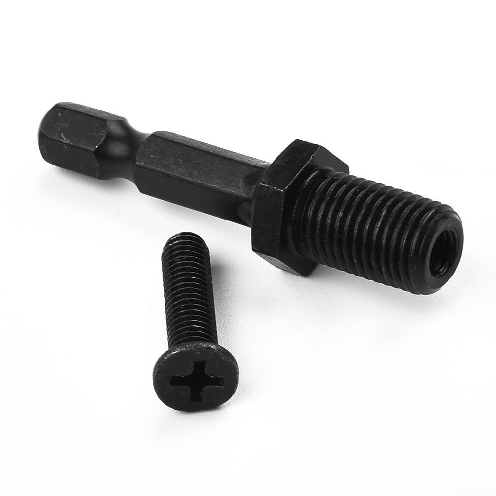 Adapter Drill Chuck Adapter 1/4\" Hex Shank 3/8\"-24UNF Black