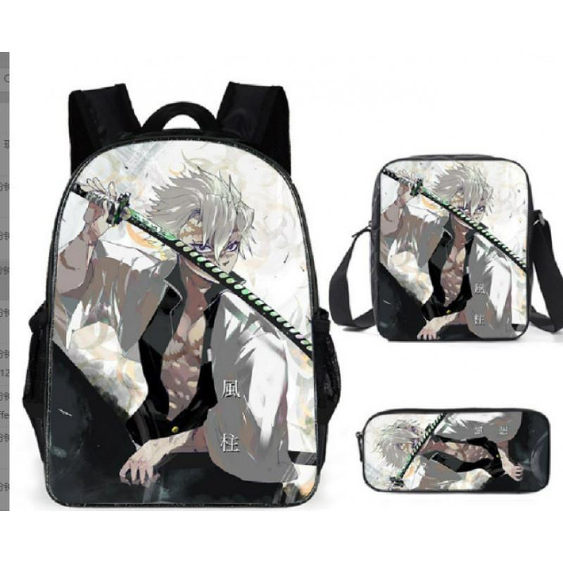 Demon Slayer Kimetsu No Yaiba Backpack Set With Breathable Polyester For School And Travel