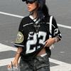 Modisches Damen V-Ausschnitt Lässiges Kurzarm T-Shirt, Retro Sportstil Lässige Sportbekleidung