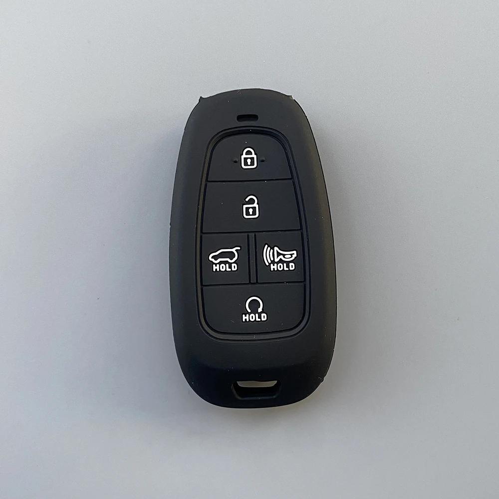 Silicone Car Key Case Cover for Hyundai Santa Fe Sonata Hybrid NEXO Tucson NX4 Solaris New Grand Car Key Chain Shell Accessories