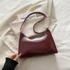 Women French Simple Style Glossy Daily Underarm Shoulder Handbag