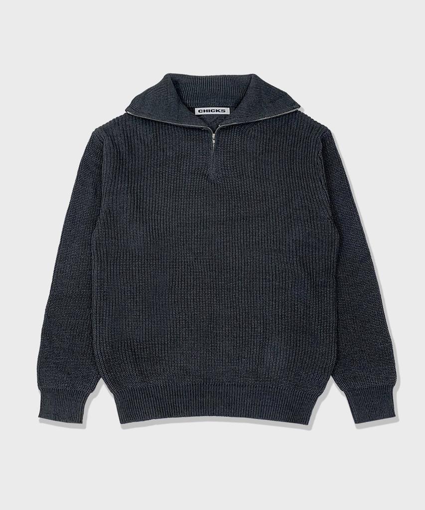 CHICKS Half-Zip Collar Oversized Knit Beige