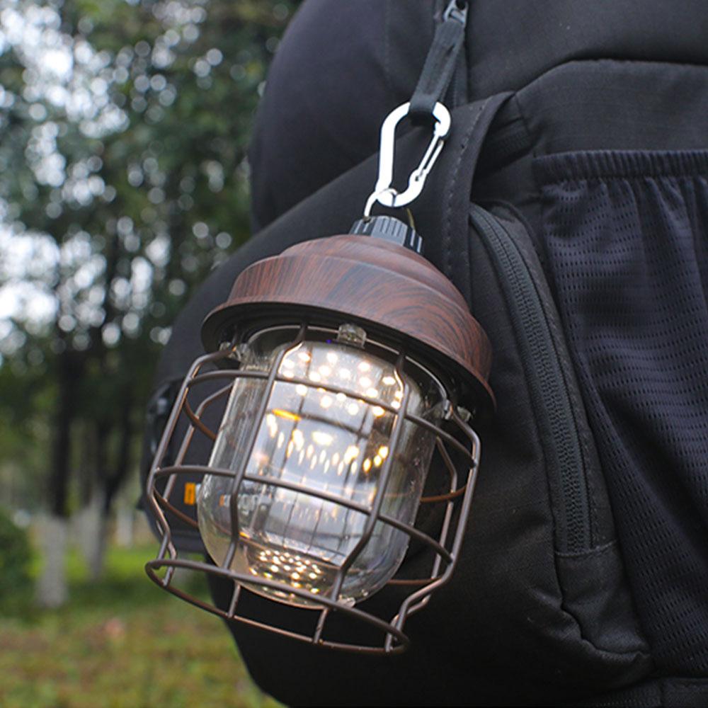 Vintage Metal Hanging Lanterns 3600mAh Battery Dimming Outdoor Retro Led Camp Lantern USB Rechargeable Lightweight Tent Light