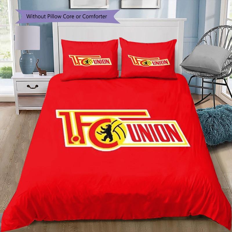 1.FC Union Berlin Fußball 3-teiliges Bettwäsche-Set, Bettbezug mit 2 Kissenbezügen, Ohne Decke Ohne Kissenkern