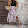 Women's Casual And Fashionable V-neck  Sleeveless Printing Mid Length Dress
