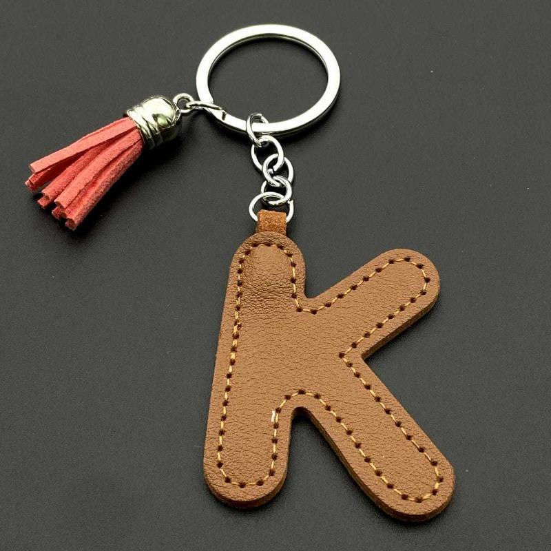 26 Initial English Letter Pu Leather Tassel Pendant Key Chain Bag Charm Women Birthday Gift