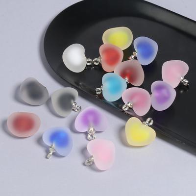 10 adet Buzlu Akrilik Kalp Gevşek Taş Boncuk Takı Yapımı Için Diy El Yapımı Kolye(boyut:19x18mm)