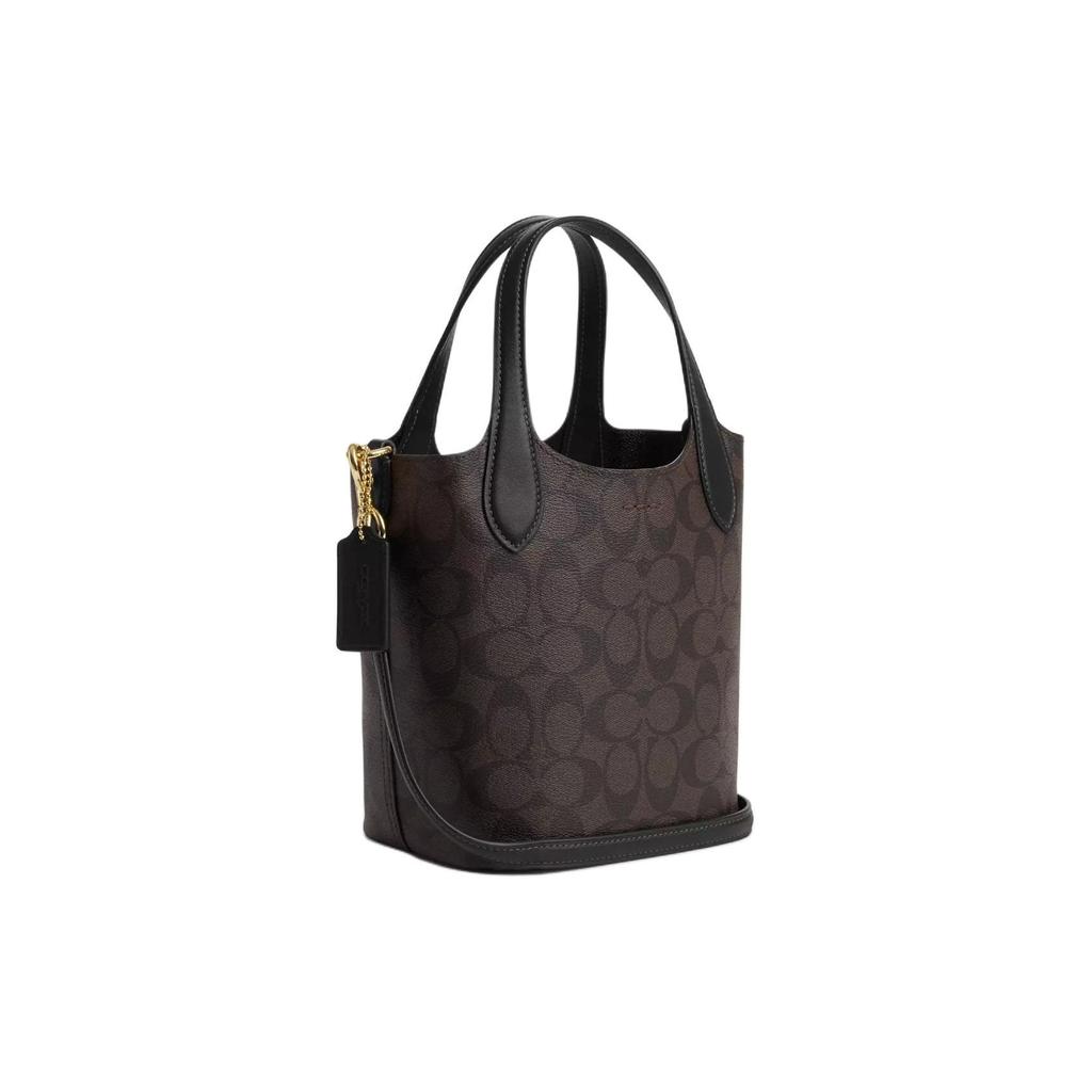 Coach Hanna 18 Marke Logo Magnetischer Druckknopf Abnehmbare Eimer Tasche Damen Umhängetasche Gold Braun Schwarz CR256-IMAA8
