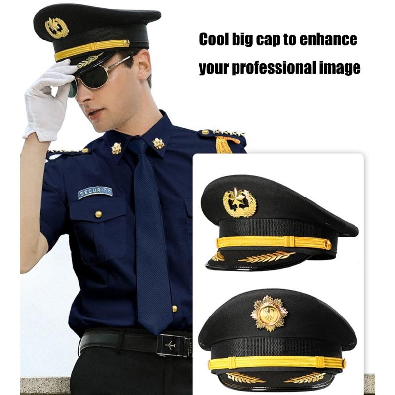 Roleplay Uniform Hat Unisex Adult Security Guard Hat Party Gathering Hat Wide Brimmed Hat