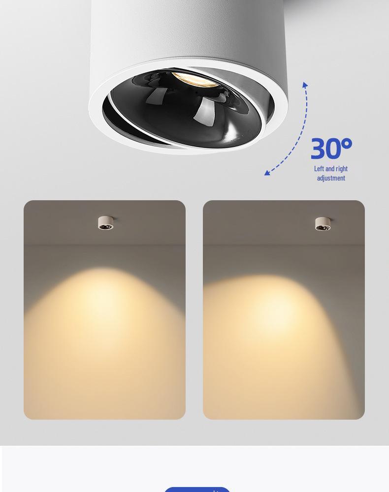 Ultra-Thin Surface Spotlight: Anti-Glare, Angle Adjustable, No Installation Required - Perfect for Hallways, Corridors, and Entrances.