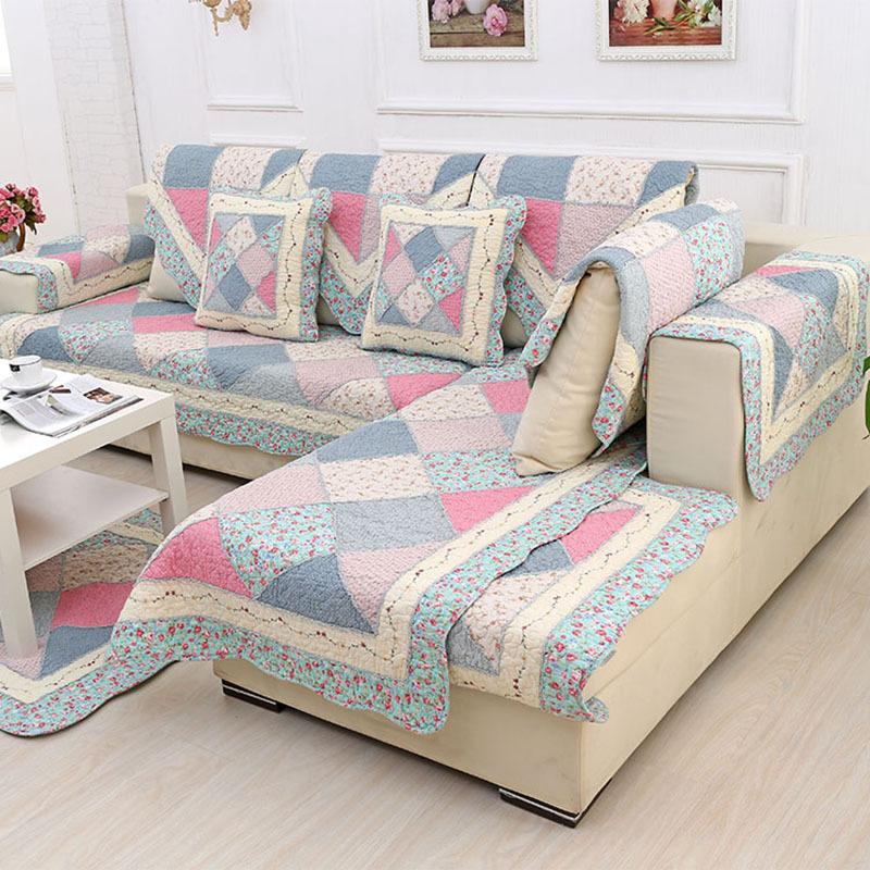 Spring and Autumn Cotton Sofa Cushion Quilted Rural Fresh and Elegant Non Slip Small Flower Lovely Girl Combination Sofa Cover