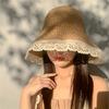 Women'S Wide Brim Sun Hat for Summer, Breathable & Foldable with Lace Trim and Adjustable Chin Strap - Lightweight Crochet Beach Hat, Protection