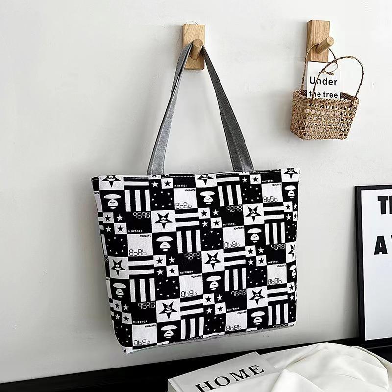 New printed bag large capacity tote bag literary flower cloth student bag shoulder portable canvas women's bag