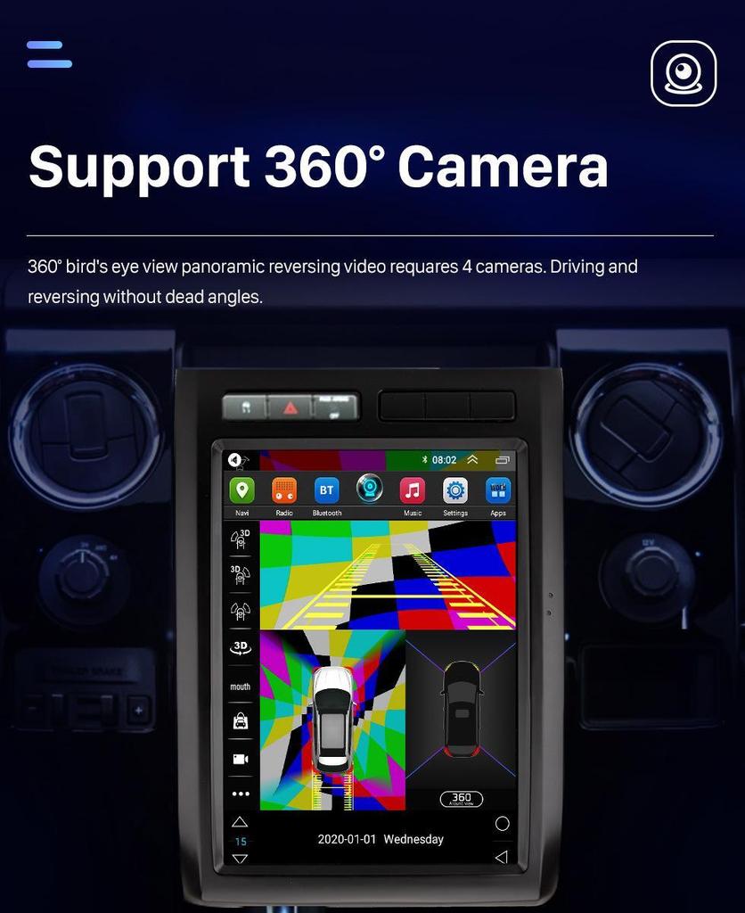 Compatible with 2008-2012 Ford Mustang/F150: Android GPS, WiFi, Bluetooth, CarPlay Navigation System.