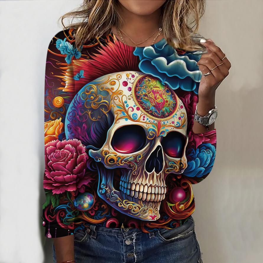 

Женские осенние топы, свободная футболка с принтом кота, повседневная футболка с длинным рукавом, верхняя блузка 8XL разноцветный