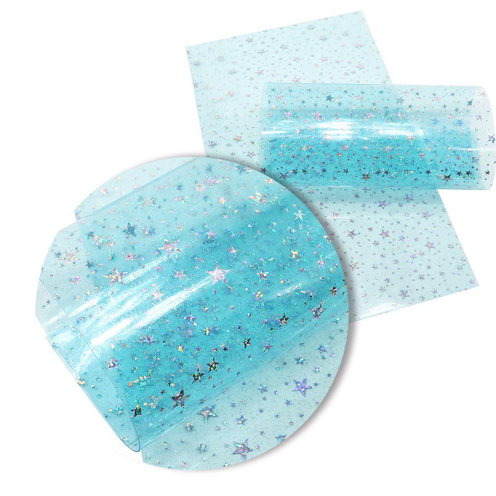 Iridescent Glitter Star Laser PVC Film - 0.5MM for Handbags, Backpacks, Shoes & Decorative Material