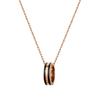 Necklace Two-color Textured Ring, Alloy Necklace, Same Style for Men and Women, Couple Model, Rose Gold, Obsidian Black DW00400305