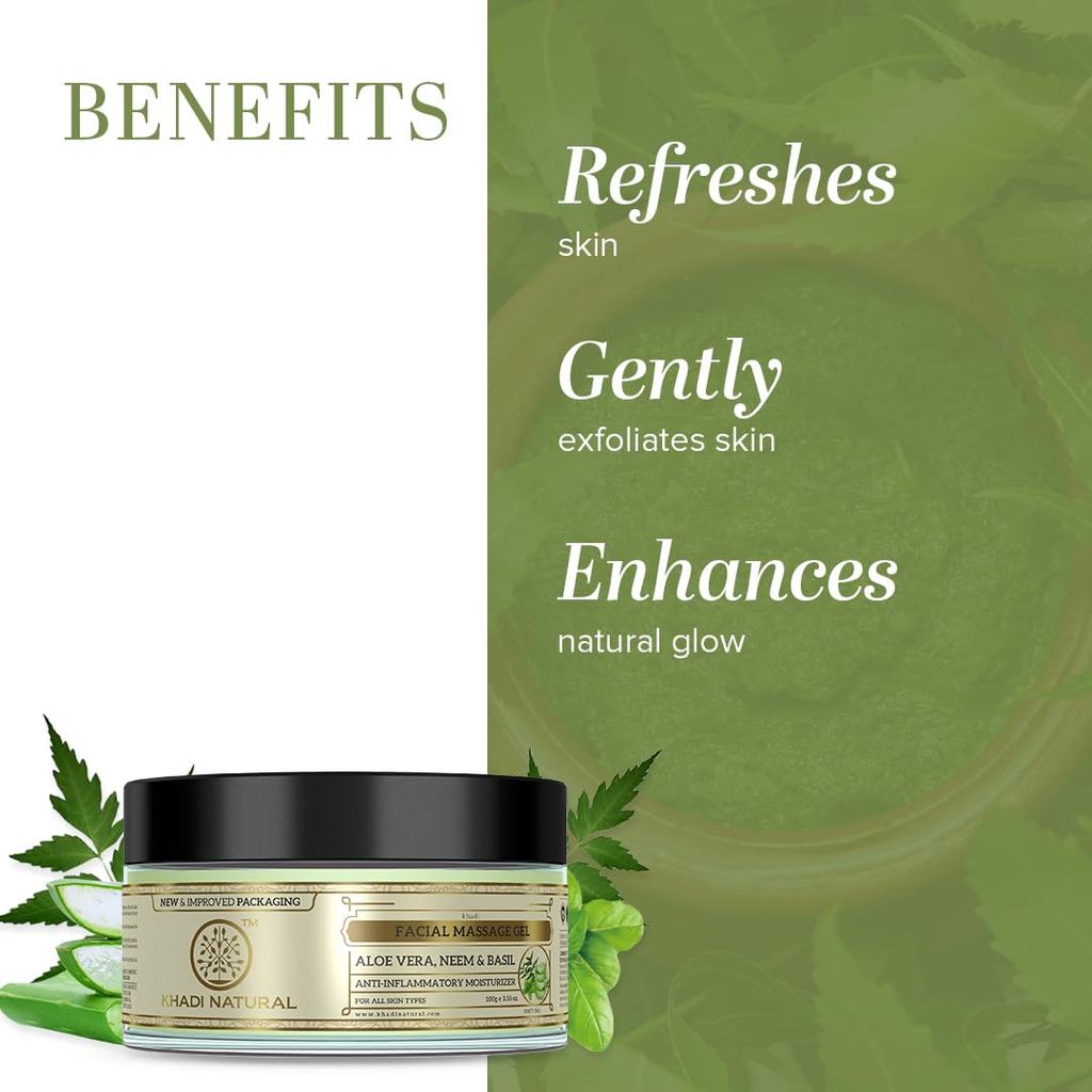 Khadi Kräuter Ayurveda Aloe Vera Neem Basilikum Gesichtsmassage Gel 100 g Für Reine Frische Hydrierte Haut Alle Typen